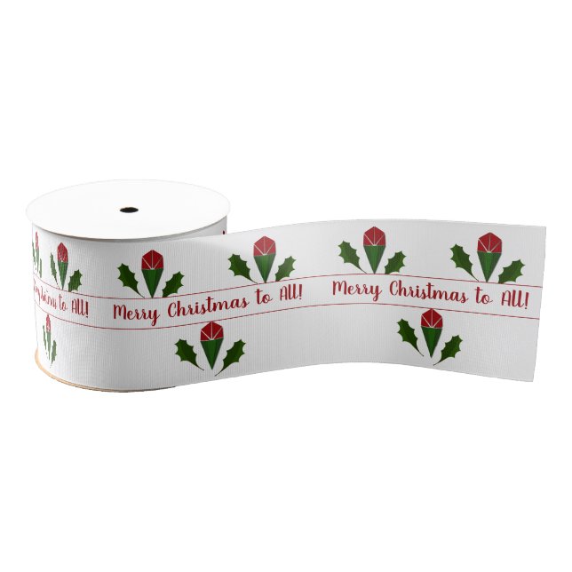 Ruban Gros-grain Jolly Abstraite Roses rouges, Holly Holiday custom (Bobine)