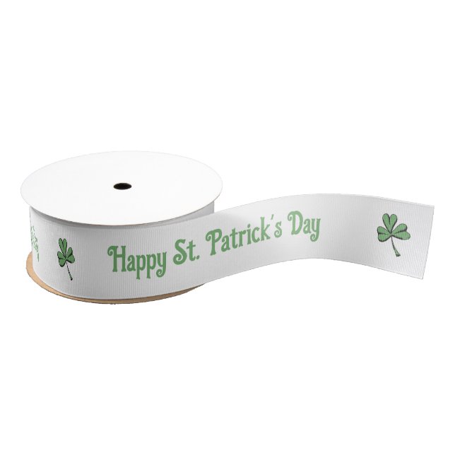 Ruban Gros-grain Joyeuse Saint-Patrick Clover Vert (Bobine)