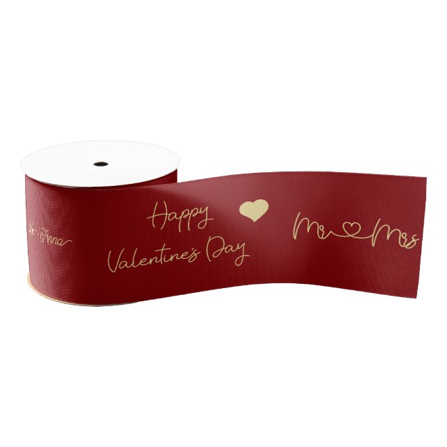 Ruban Gros-grain Joyeuse Saint-Valentin à M. et Mme (Bobine)