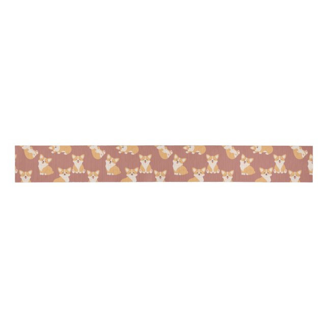 Ruban Gros-grain Joyeux anniversaire Cute Corgi Motif pour Amoureux (Devant)