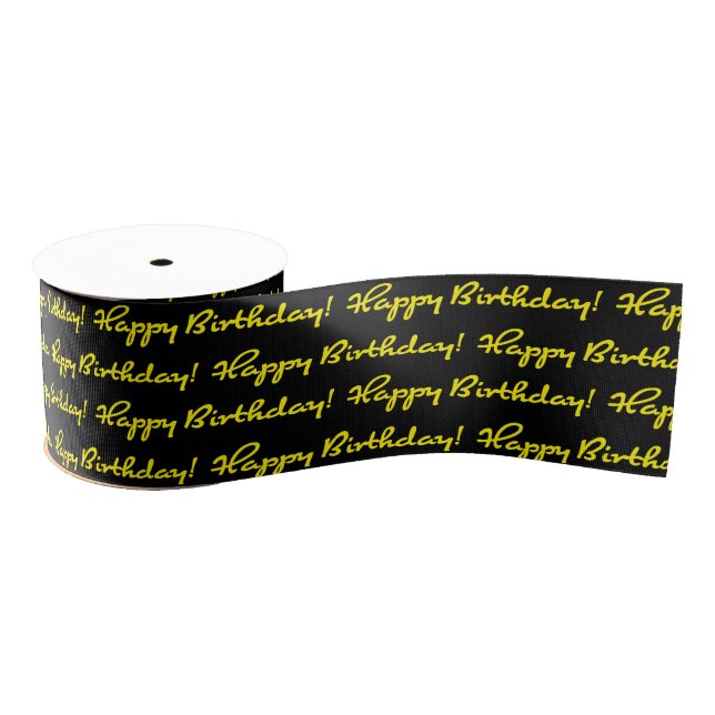 Ruban Gros-grain Joyeux anniversaire ! Script Décontracté Motif jau (Bobine)