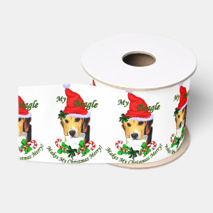 Ruban Gros-grain Joyeux Noël beagle