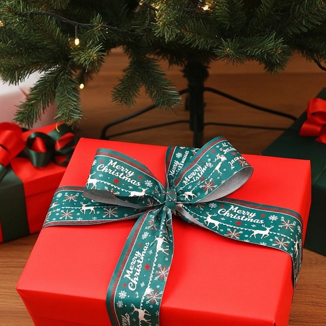 Ruban Gros-grain Joyeux Noël motif nordique (Créateur téléchargé)