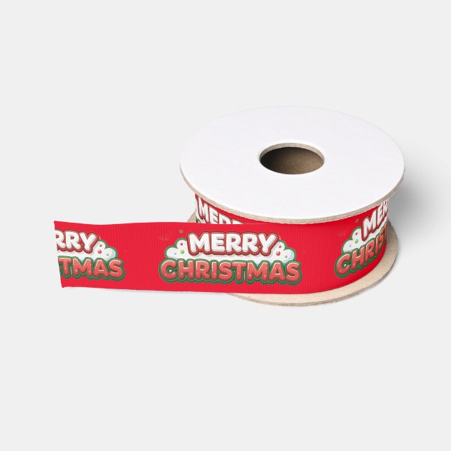 Ruban Gros-grain Joyeux Noël personnalisé (Bobine)