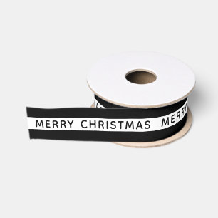 Ruban Gros-grain Joyeux Noël rayé noir et blanc pour les Fêtes