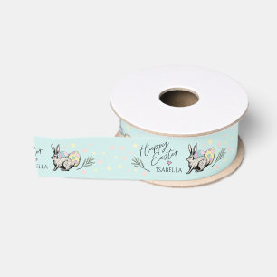 Ruban Gros-grain Joyeux Pastel de Pâques Couleurs Bunny & Oeufs