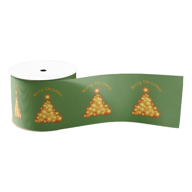 Ruban Gros-grain Joyeux sapin d'or Thunder_Cove (Bobine)