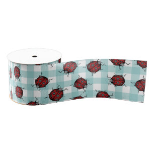 Ruban Gros-grain Ladybug et Turquoise En vichy Motif de la nature
