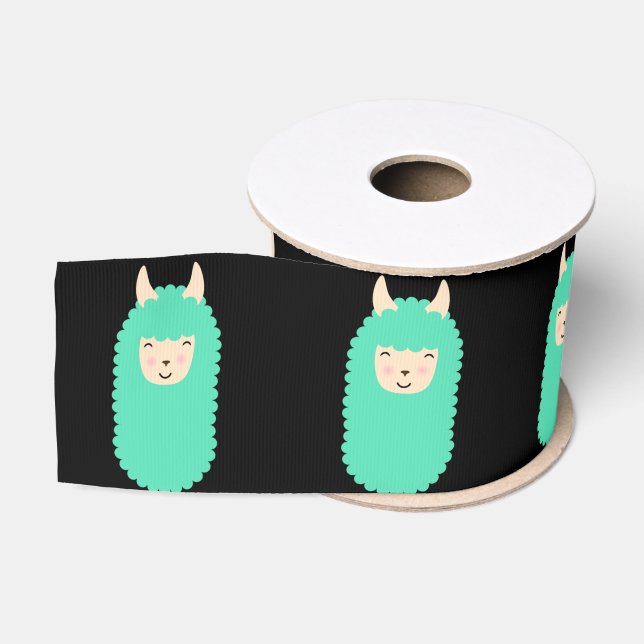 Ruban Gros-grain Lama heureux Emojis (Bobine)