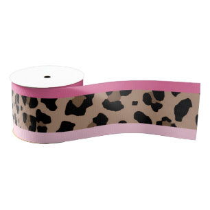 Ruban Gros-grain Leopard et rose