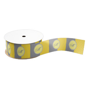 Ruban Gros-grain Light Yellow and Soft Gray Customize