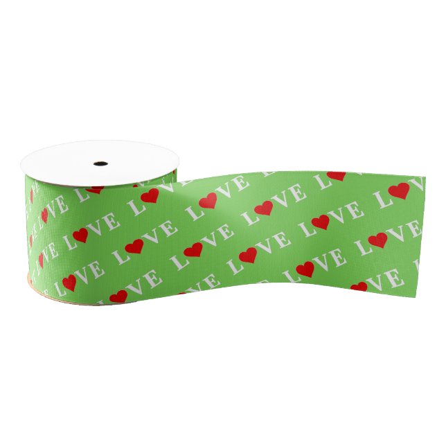 Ruban Gros-grain Lime Green LOVE (Bobine)