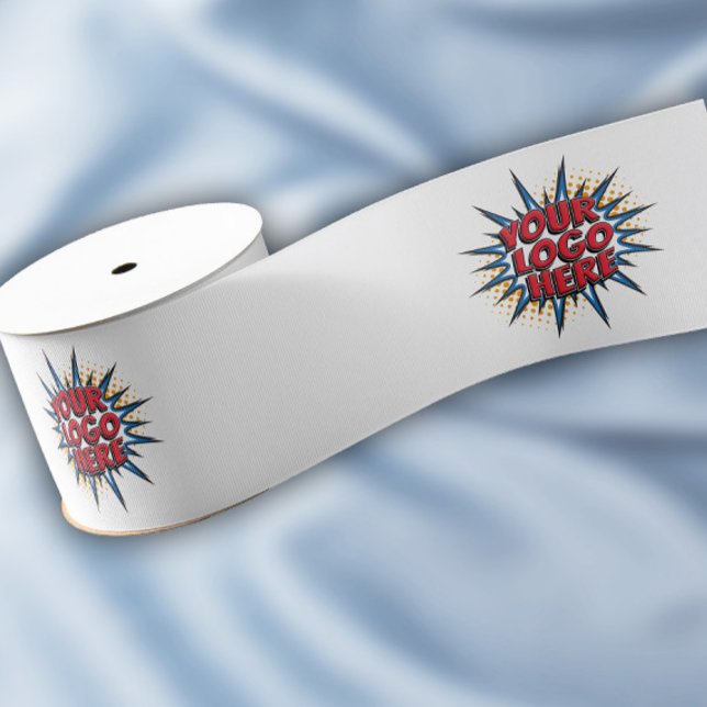 Ruban Gros-grain Logo Motif personnalisé blanc promotionnel 3" (Créateur téléchargé)