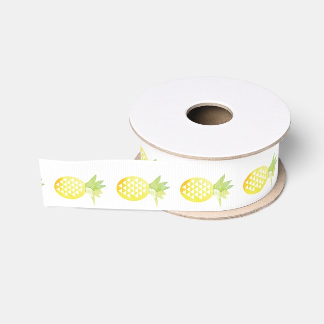 Ruban Gros-grain Luau aux ananas aquarelle (Bobine)