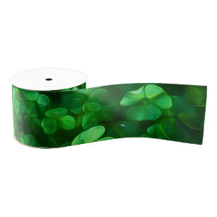 Ruban Gros-grain Lucky Celtic Irish Green Shamrocks