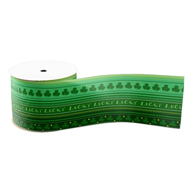 Ruban Gros-grain Lucky Green Shamrock | St. Patricks Day Irish (Bobine)
