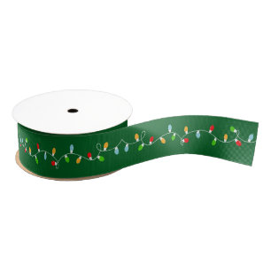 Ruban Gros-grain Lumières modernes de Noël vert rouge bleu