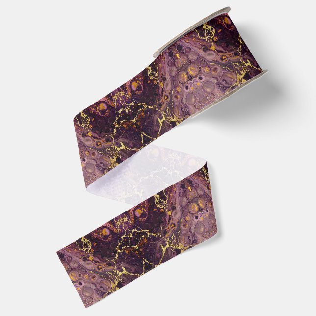 Ruban Gros-grain Luxueux prune pourpre et or (Dos)