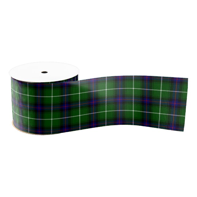 Ruban Gros-grain MacDonald tartan bleu vert plaid (Bobine)