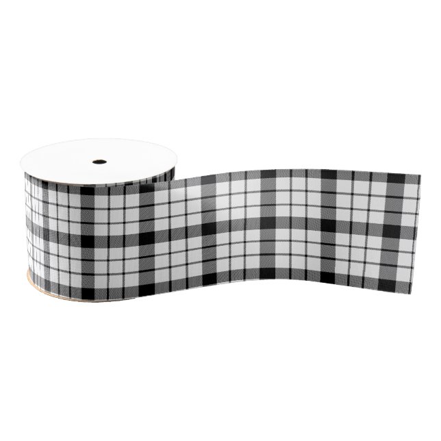 Ruban Gros-grain MacFarlane tartan noir blanc plaid (Bobine)