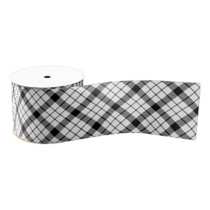 Ruban Gros-grain MacFarlane tartan noir blanc plaid