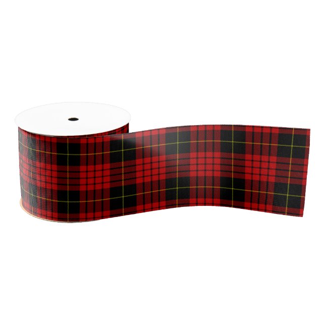 Ruban Gros-grain MacQueen Tartan rouge et noir plaid (Bobine)
