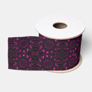 Ruban Gros-grain Magenta Black Grey Motif artistique fractal