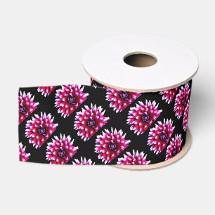 Ruban Gros-grain Magnifique motif de fleur de dahlia rose Nature