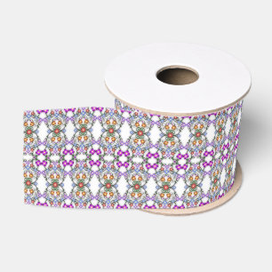 Ruban Gros-grain Magnifique motif en dentelle de fleurs roses