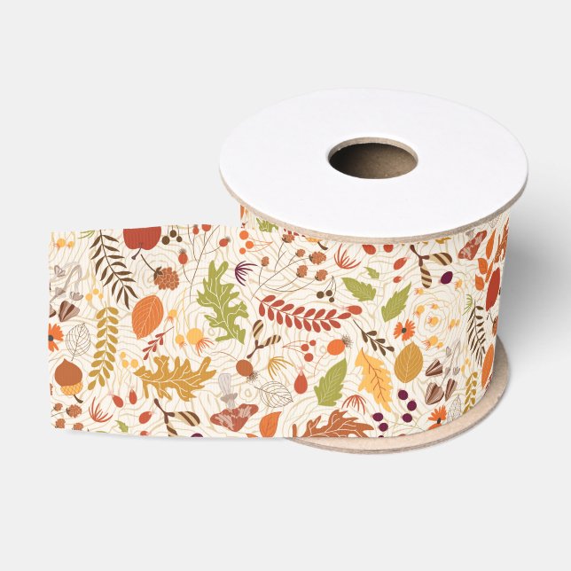 Ruban Gros-grain Mariage Bohème Fleurs Séchées Rustique Automne (Bobine)