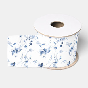 Ruban Gros-grain Mariage Floral Art Fin Bleu Poussiéreux