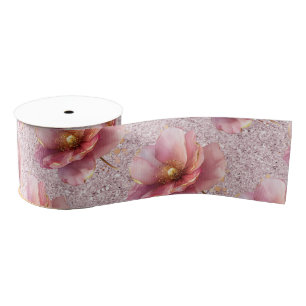 Ruban Gros-grain Mariage Minimaliste Poppy Rose et Or