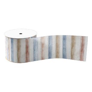 Ruban Gros-grain Mariage Rayures Crème Bleu Clair Assez