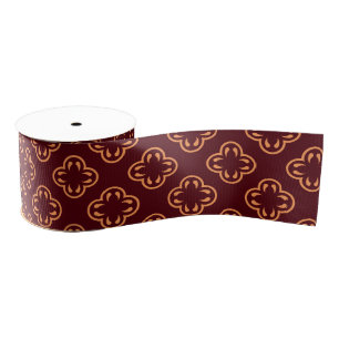 Ruban Gros-grain Maroon foncé Floral Motif sans couture
