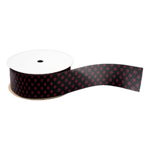 Ruban Gros-grain Marsala rouge vintage à pois