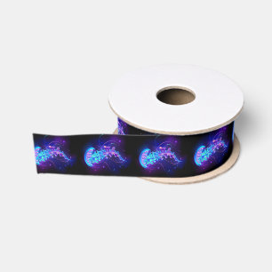 Ruban Gros-grain Méduse vibrante aux couleurs lumineuses