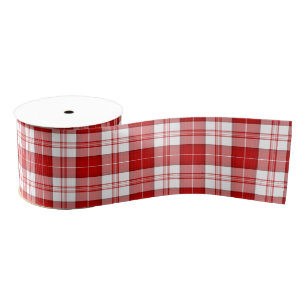 Ruban Gros-grain Menzies tartan rouge blanc plaid