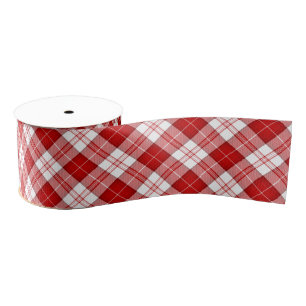Ruban Gros-grain Menzies tartan rouge blanc plaid