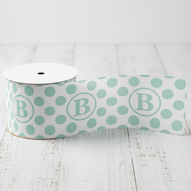 Ruban Gros-grain Mignons points de menthe pour enfants (Elegant Simple Mint Green Polka Dot Pattern Ribbon for Kids 1st Birthday, Gender Neutral Baby Shower)