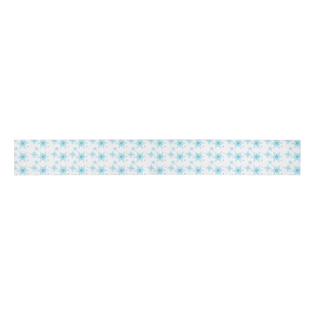 Ruban Gros-grain Mini mélange bleu blanc flocon de neige Noël (Devant)