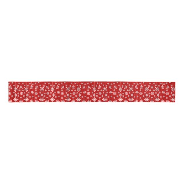 Ruban Gros-grain Modern Red & White Snowflake Christmas Holiday  (Devant)
