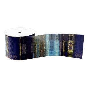 Ruban Gros-grain Mosaic Faux Verre Design de ton bleu