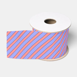 Ruban Gros-grain Motif à bande diagonale (rose et violet)