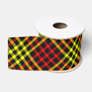 Ruban Gros-grain Motif à carreaux écossais rouge et jaune sans cout
