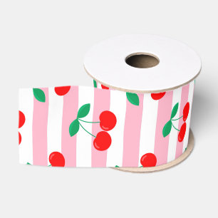 Ruban Gros-grain Motif à rayures de cerises – Cadeau et décoration