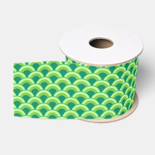 Ruban Gros-grain Motif à vagues Art déco - vert jade