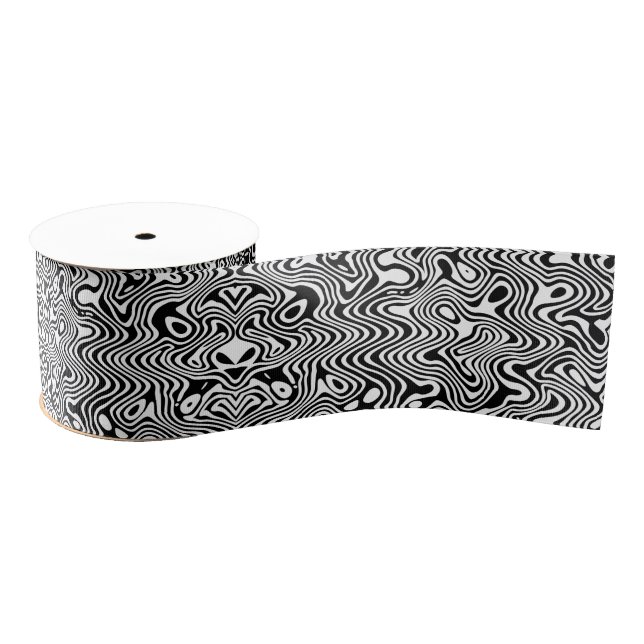 Ruban Gros-grain Motif abstrait noir et blanc (Bobine)