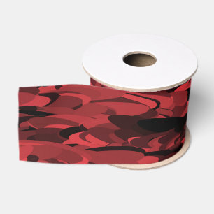 Ruban Gros-grain Motif Abstrait Rouge Noir