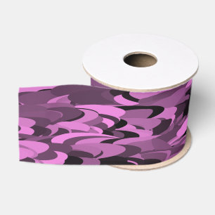 Ruban Gros-grain Motif Abstrait Violet Noir