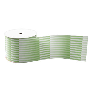 Ruban Gros-grain Motif blanc vert rayé